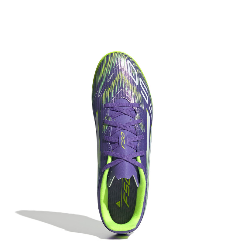 Championes de Fútbol 5 Unisex Adidas F50 Club Púrpura - Blanco - Amarillo Limon
