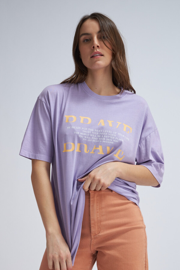 Camiseta larga manga corta estampada Lavanda