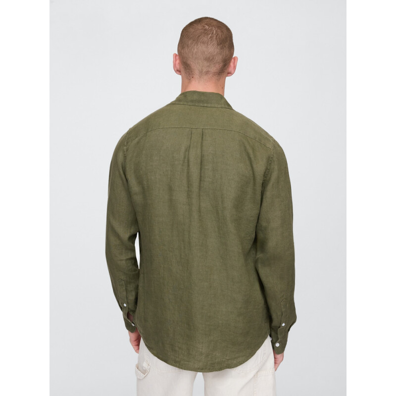 LS LINEN ARMY JACKET GREEN