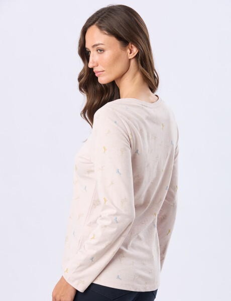 REMERA ESTAMPADA DE ALGODÓN Beige