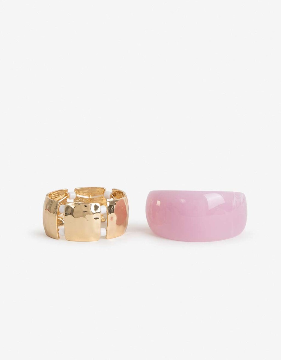Set De Pulseras Metal Y Resina 