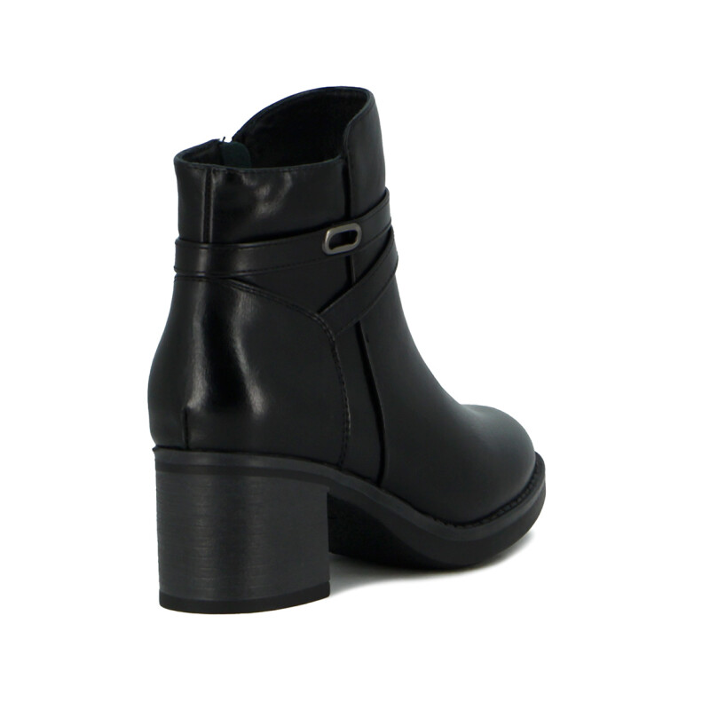 Darkness Bota De Dama Caña Baja Taco Cuadrado Dos Tiras - Negro Negro