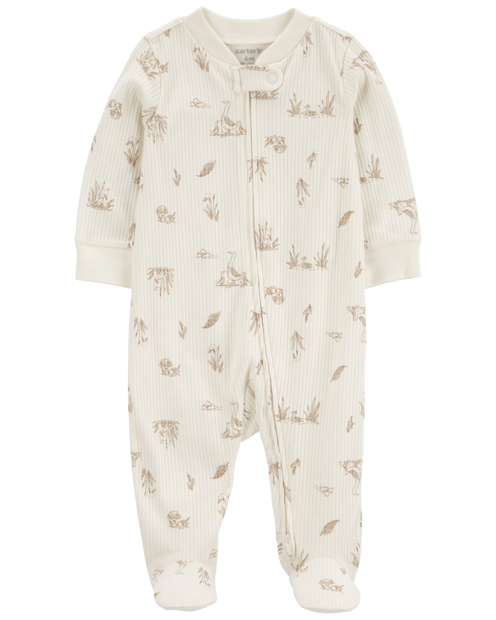 Pijama una pieza de algodón térmico, con pie, diseño ganso Sin color