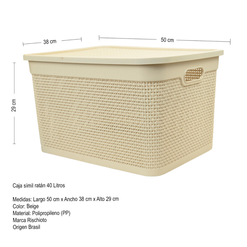 Caja simil ratán 40 lts BEIGE