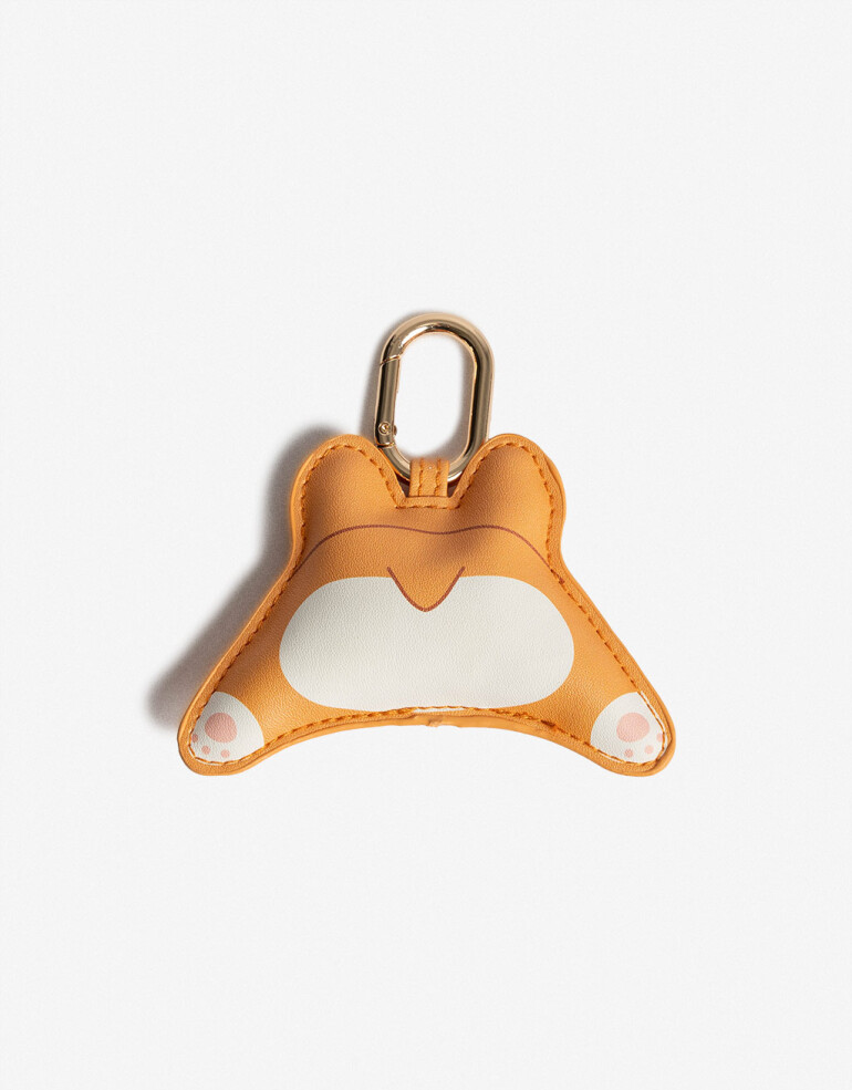 Llavero Cuero/PU Llavero Y Bag Charm Perro De Espalda - Combinacion Bicolor
