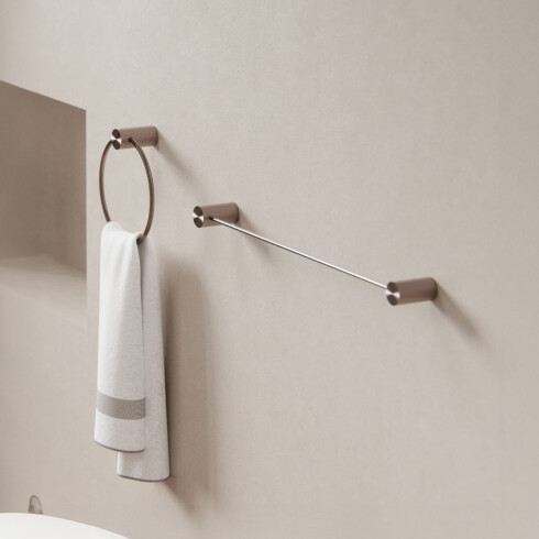 TOALLERO RECTO METAL SIGNATURE BRONCE CEPILLADO 60CM BRONCE-ROSE GOLD