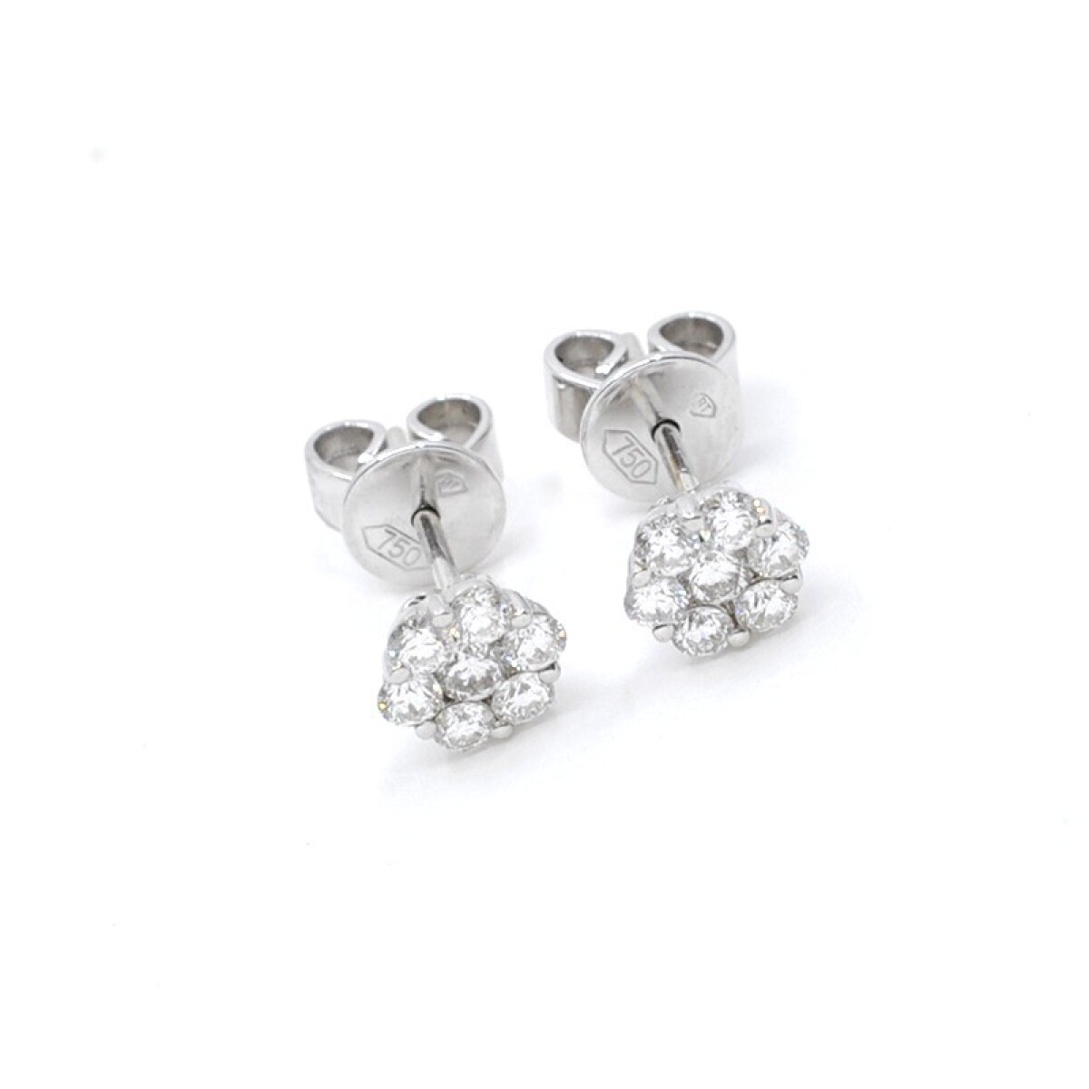 Caravanas En Oro 18K Blanco Y Brillantes 