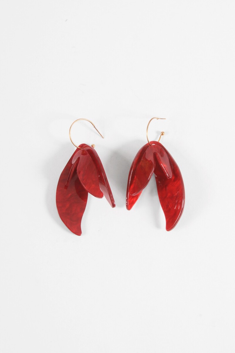 Caravanas aro pétalos acrílico rojo