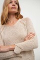 Sweater cinta escote V beige melange