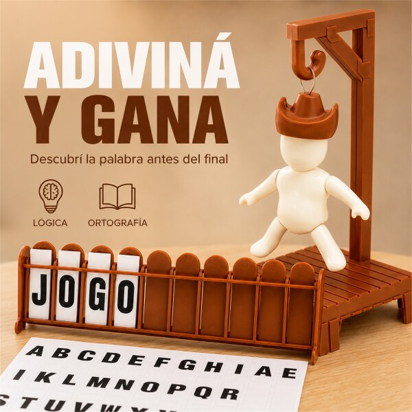 Juego de Mesa Ahorcado con Letras y Piezas de Encastre Marrón