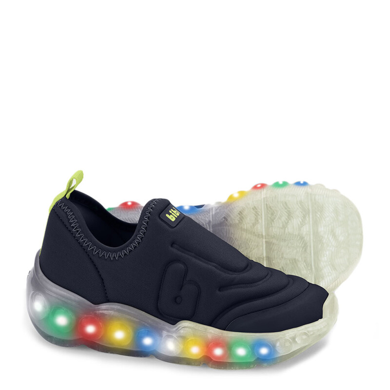 Championes de Niño Bibi Azul Marino - Amarillo Fluo