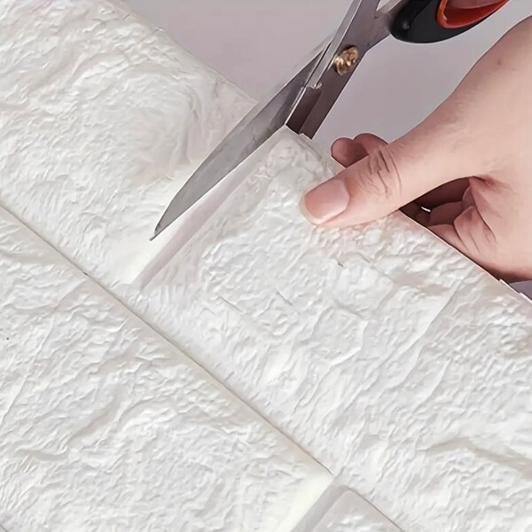Revestimiento Pared Adhesivo 3d Piedra Ladrillo 20 Mts x 0,70 Mts Variante Color Blanco