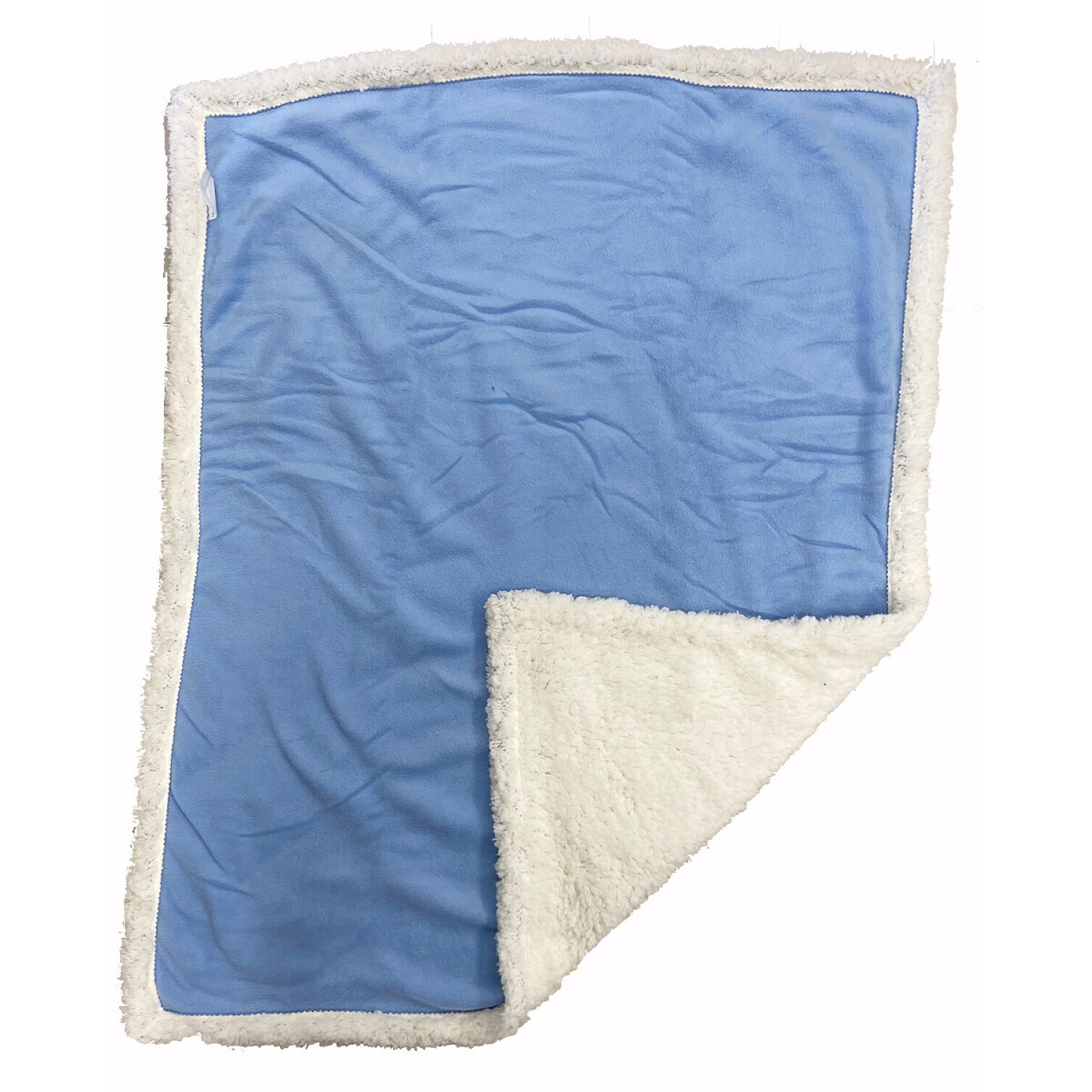 Frazada infantil en franela y corderito 75x100cm - Liso Celeste 