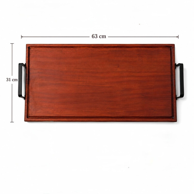 Bandeja de Madera Artesanal de Eucalitpo Rojo Con Asas de Hierro -Grande Bandeja de Madera Artesanal de Eucalitpo Rojo Con Asas de Hierro -Grande