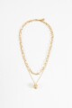 Collar acero doble cadena con dije dorado