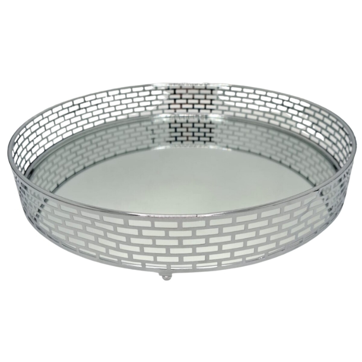 Bandeja Metalica 35CM Plateado C/ Espejo 