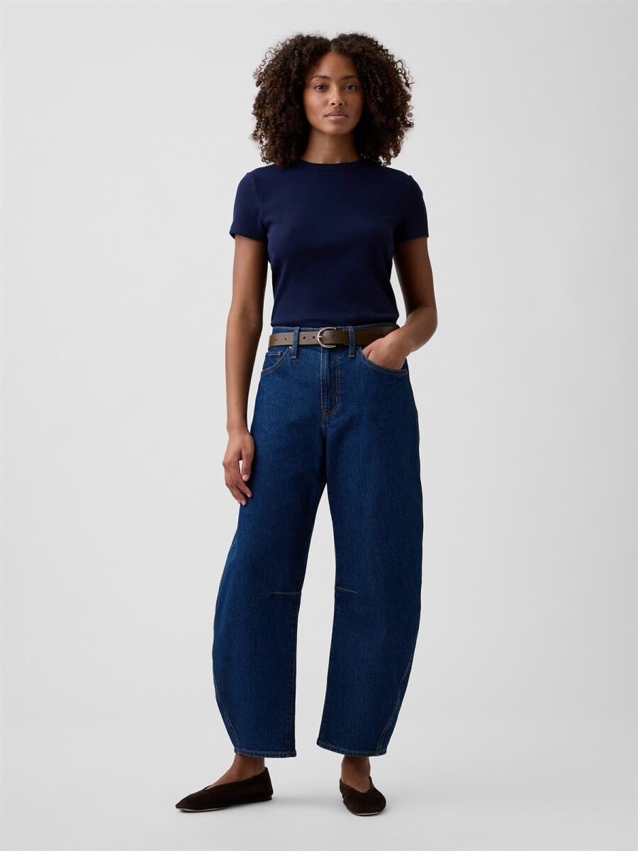 Jean Barrel Mujer - Dark Wash 
