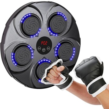 Máquina Boxeo Luz Música Bluetooth Recargable Guantes Golpeo Variante Color Negro