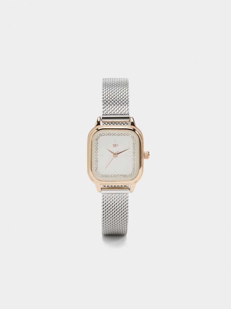 Reloj Cuadrado Brazalete Acero Inoxidable Bicolor bicolor