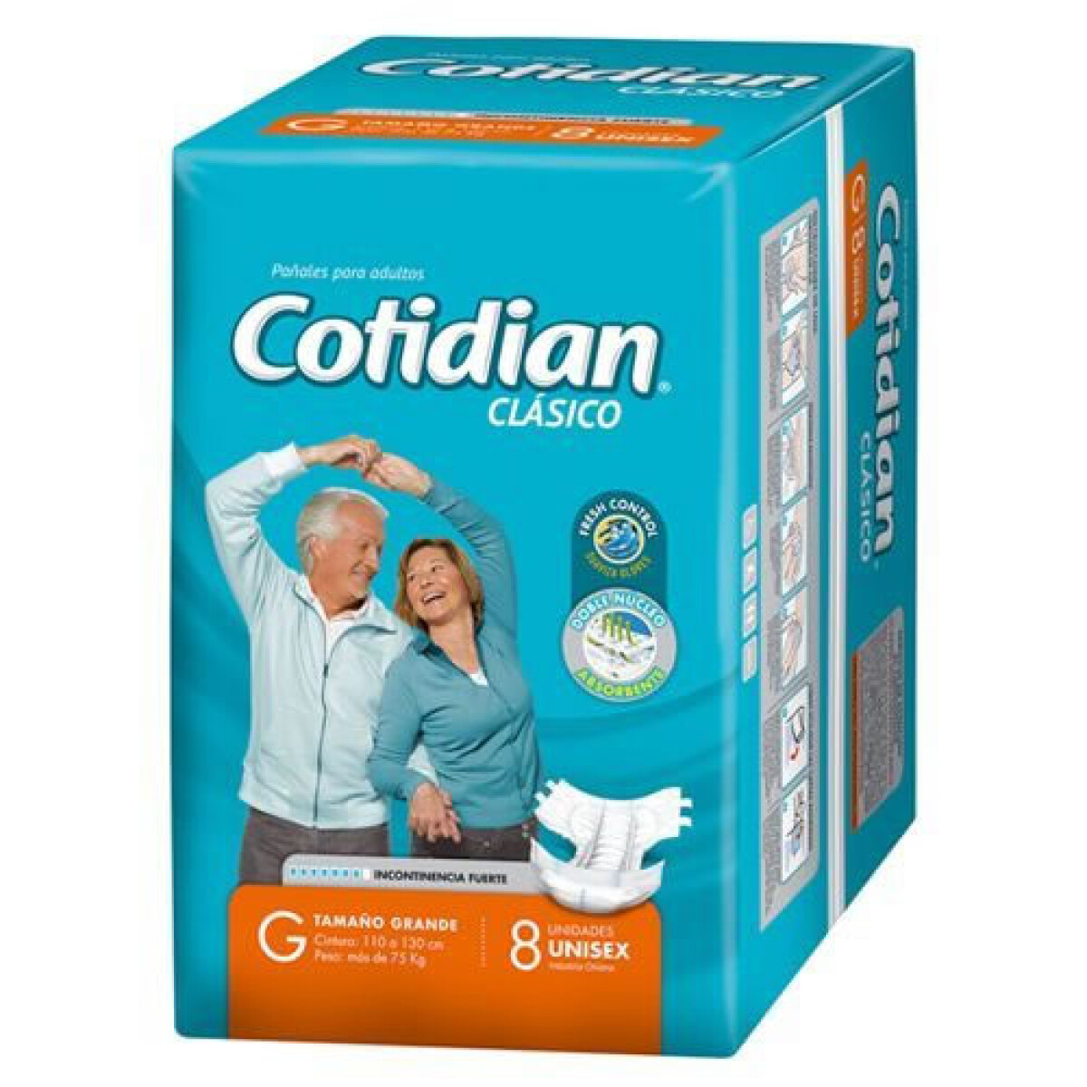 Cotidian Grande x8 – Pañales Desechables Talla Grande 
