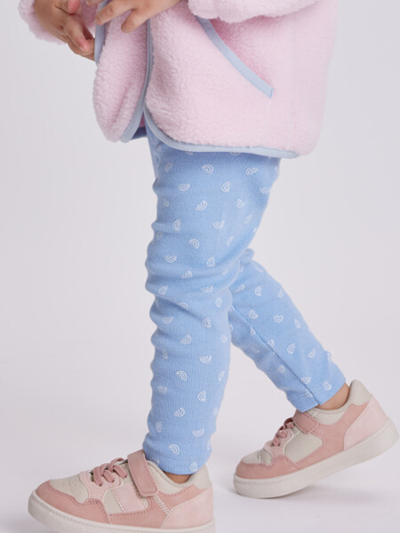 Calza rib estampada Celeste