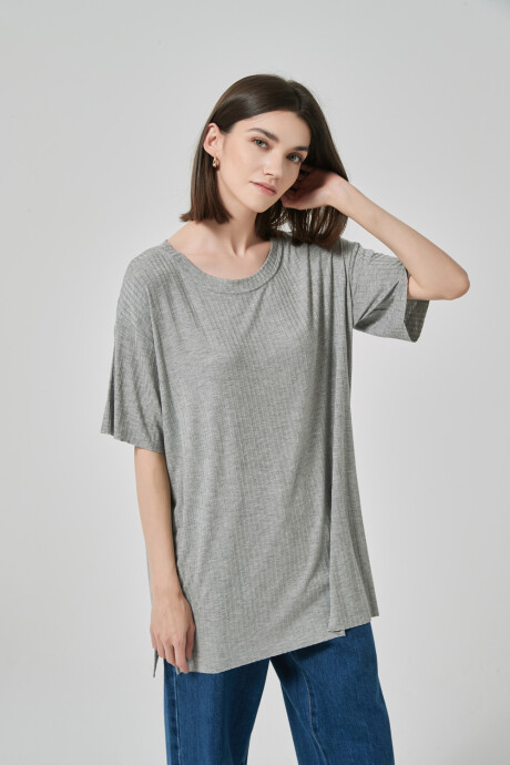 Remera Asdim Gris Melange Oscuro