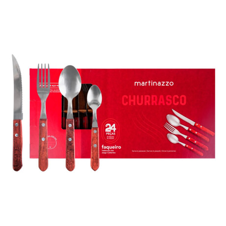 Juego de cubiertos de 24 piezas con mango de madera Martinazzo Juego de cubiertos de 24 piezas con mango de madera Martinazzo