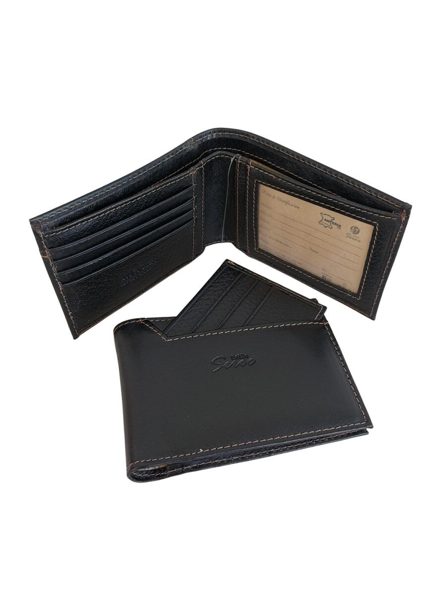 Billetera - Cuero Genuino con Tarjetero Extraíble - Negro 