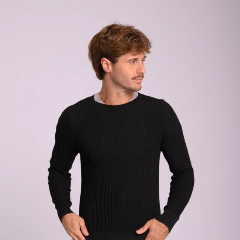 Buzo Hombre Canva S-XXL Negro