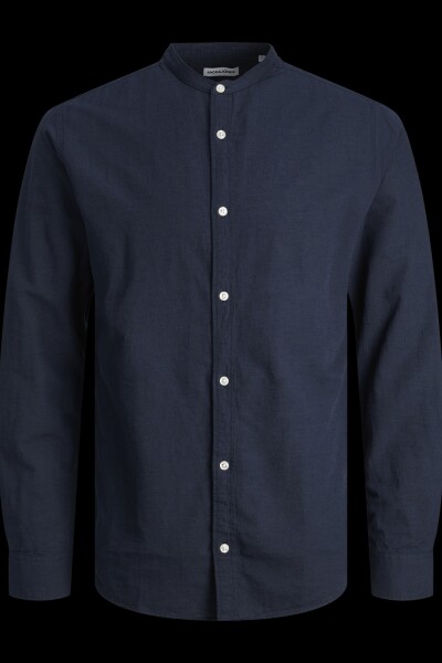 Camisa Linen Cuello Mao Navy Blazer