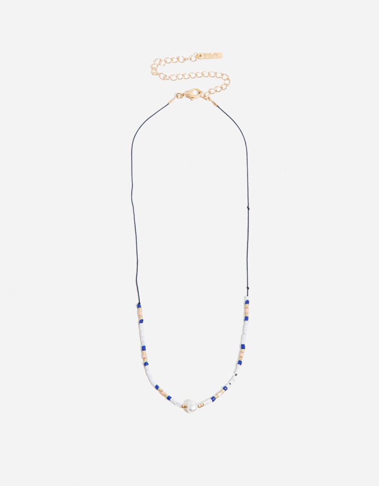 Collares Cortos Canutillos Collar Con Beads - Combinacion Multicolor