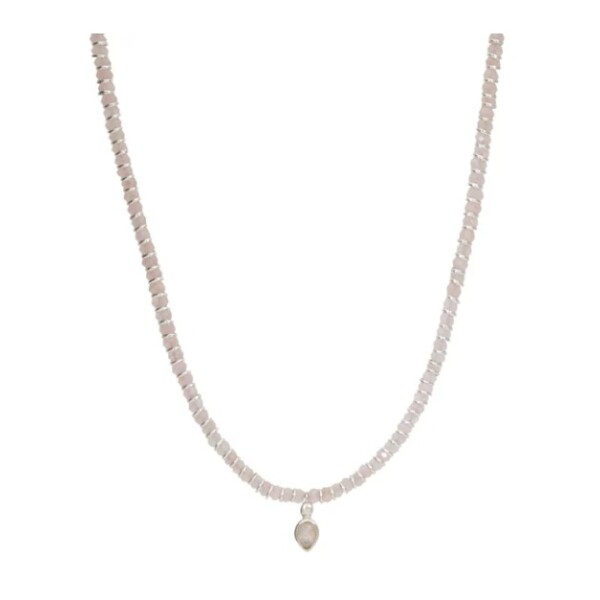 Cadena Brahma-Plata rodinada 925-Piedra Cuarzo rosa-CD2000 Sinpiedra
