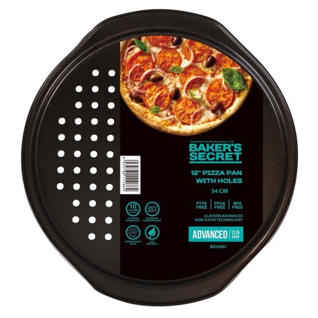 Asadera Antiadherente Pizza Crocante Ø34x2Cm Baker's Secret Negro