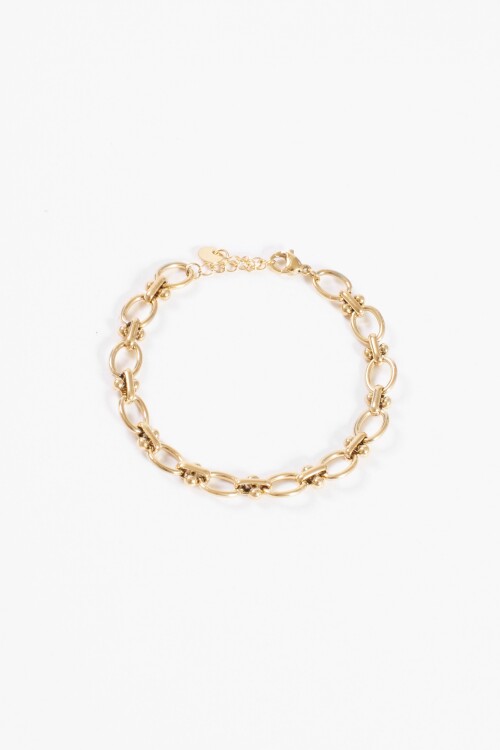 Pulsera acero argollas dorado