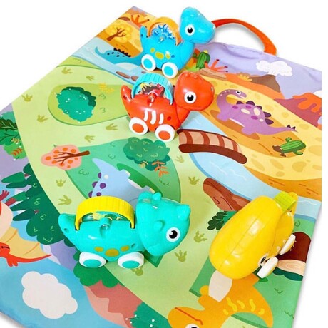 Set 4 Dinocar Auto Dinosaurio + Alfombra Juegos Bebé Huanger Multicolor