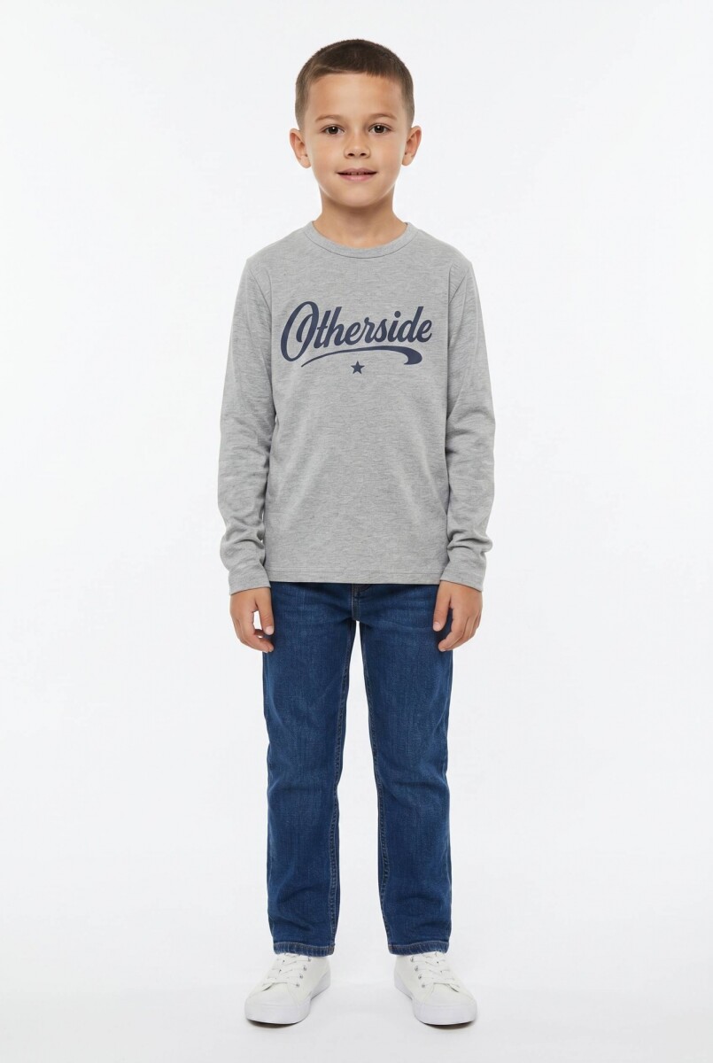 Camiseta manga larga - Gris melange 