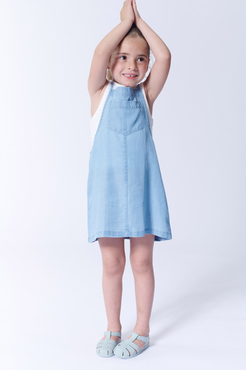 Vestido con bolsillos tencel Celeste