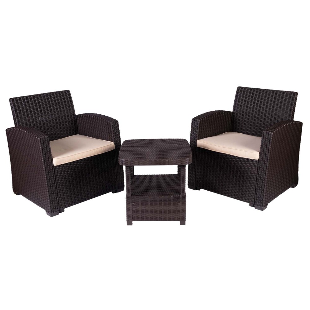 SET TERRAZA POLIPROPILENO MARRON MADRID