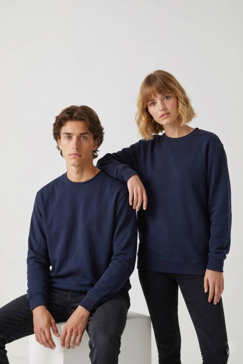 Buzo deportivo clásico escote redondo - UNISEX AZUL