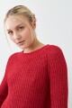 Sweater cinta con ruedo curvo rojo