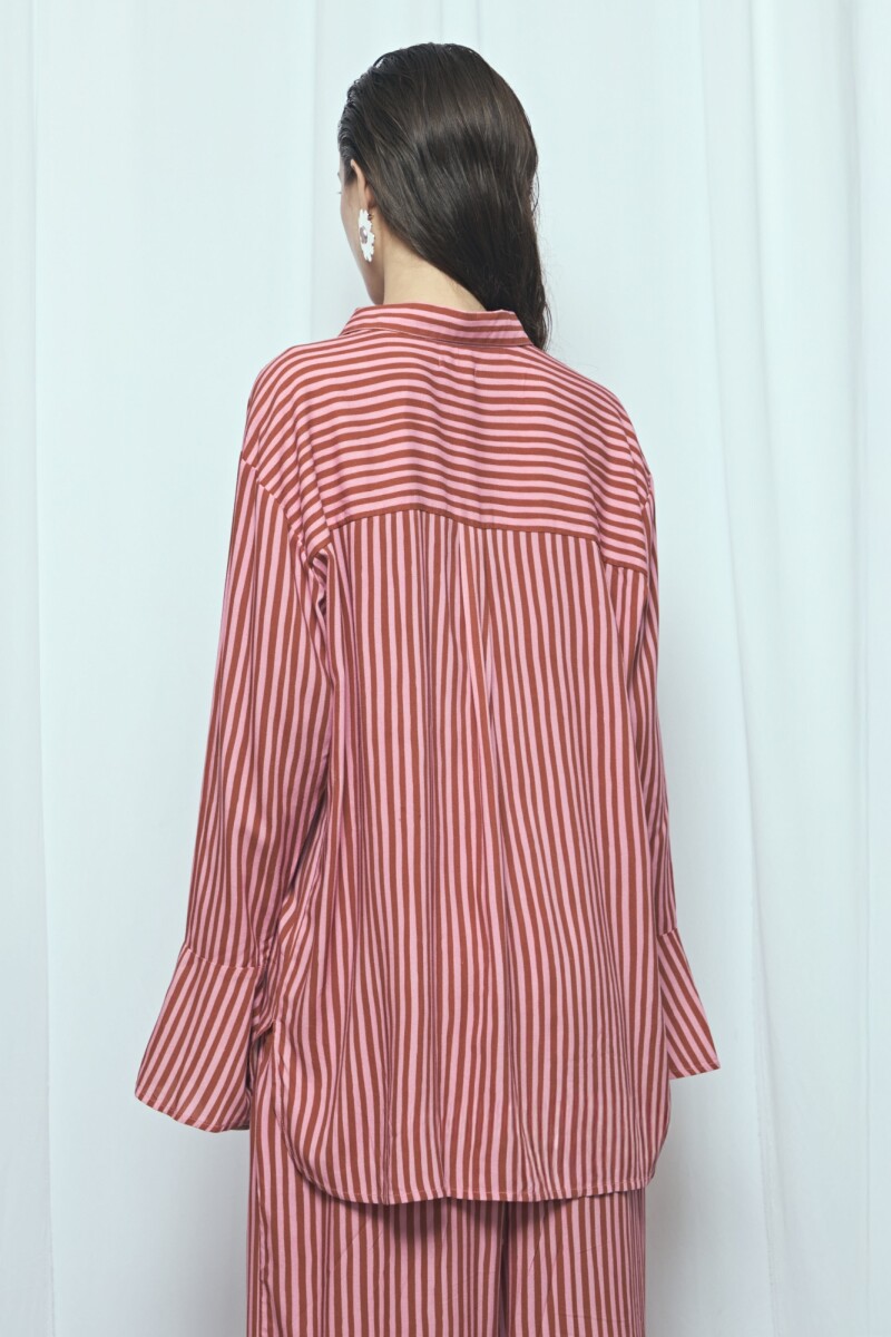 Camisa rayada manga volado PREVENTA rosa