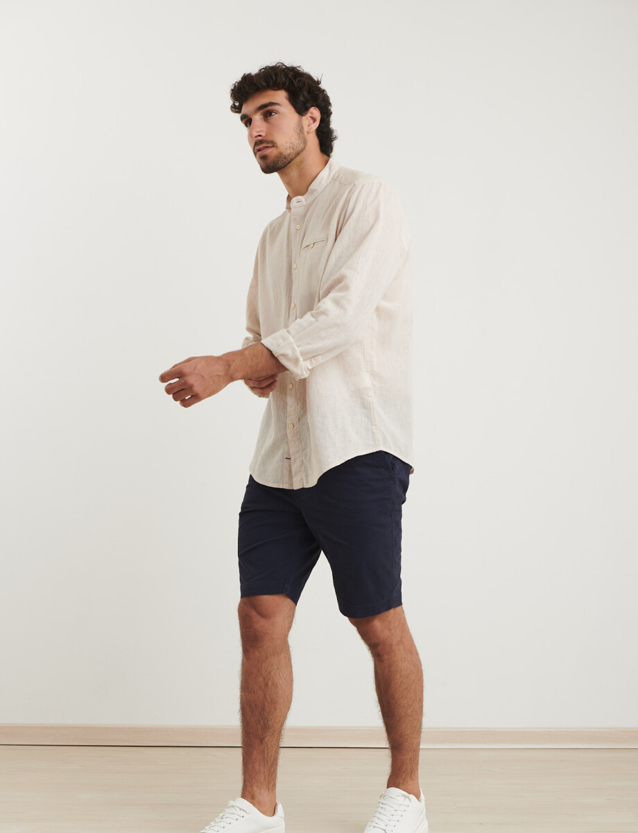 011954 CAMISA HARRINGTON LABEL LINO Natural