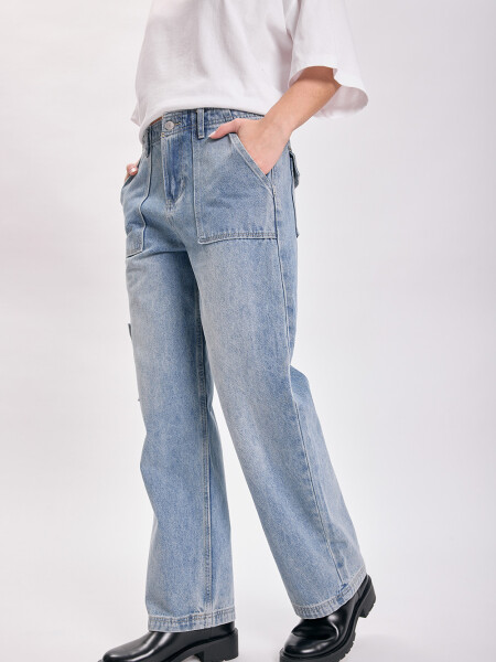 Pantalón jean cargo Azul Medio