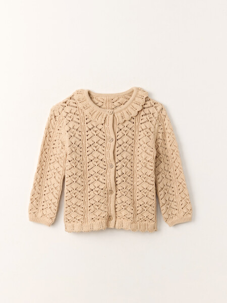 Saco tejido volado en cuello Beige