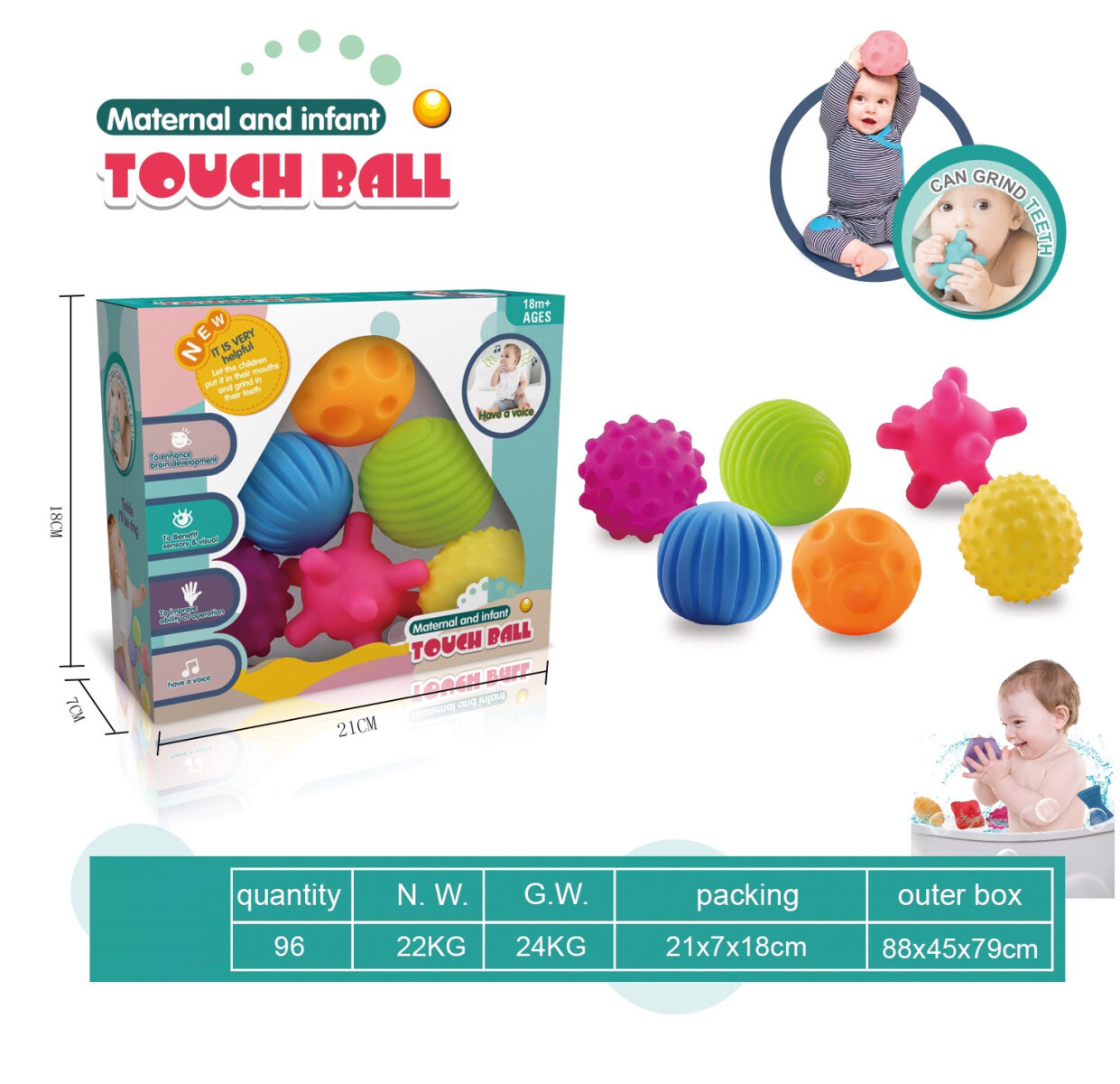 JUGUETES PARA BEBE (BOLA PELLIZCOSBOLA DE FUNCIÓN TÁCTIL MORDER (SONIDO BIP BI 