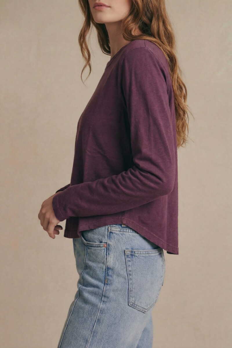 Remera Algodon Lavado Burdeos