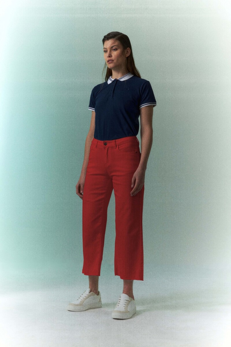 Jean cropped Alanis rojo