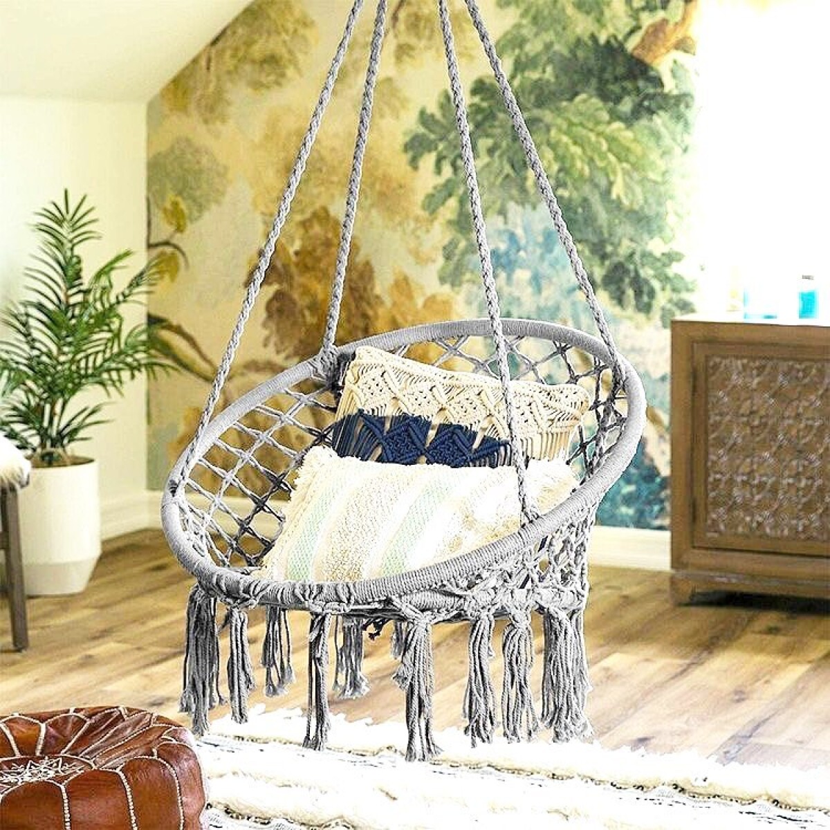 Silla Colgante Gris Algodón Dream Ø 95cm x Alto 195cm 