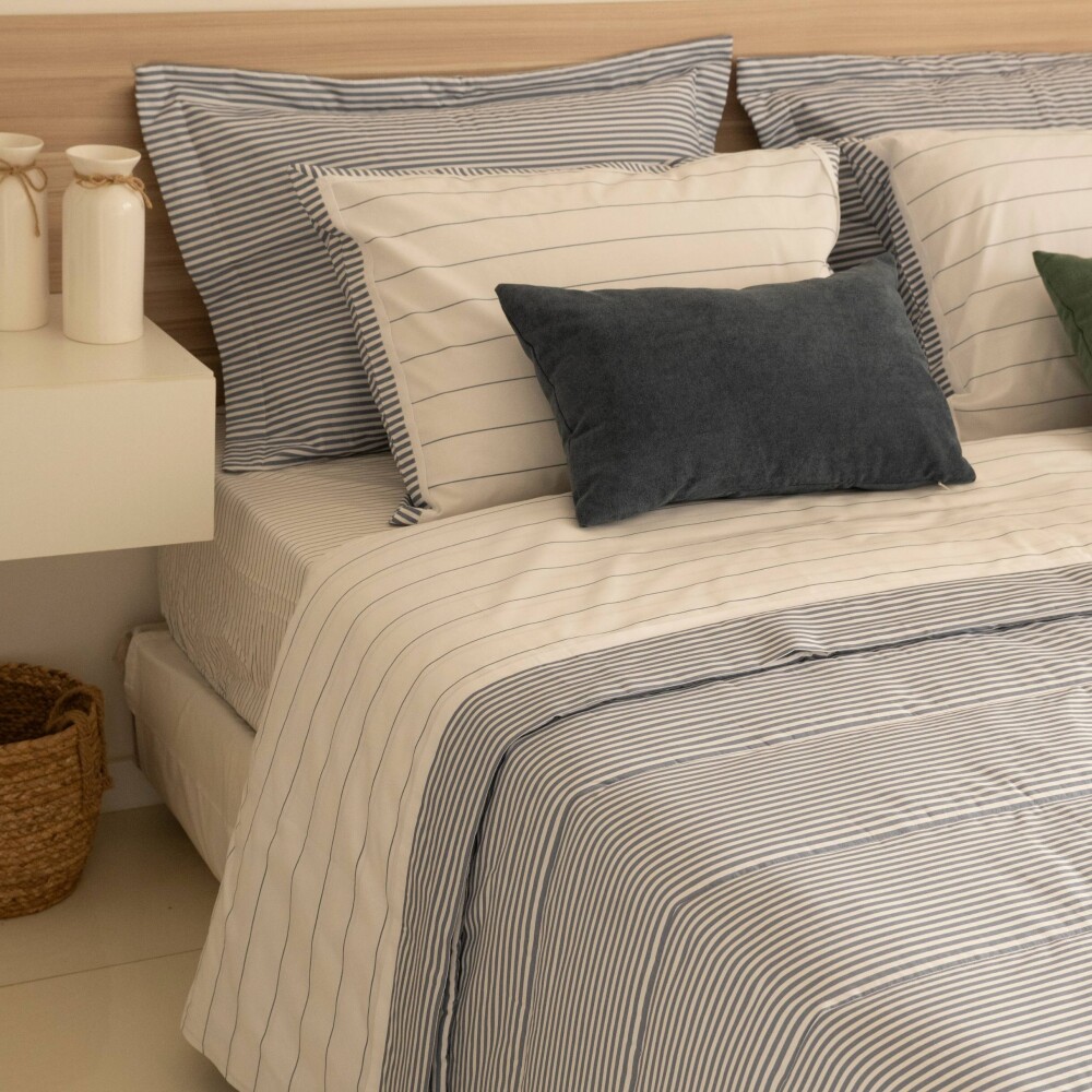 Acolchado mas Fundas Plaza o Plaza y Media a Rayas 200 hilos Acolchado mas Fundas Plaza o Plaza y Media a Rayas 200 hilos