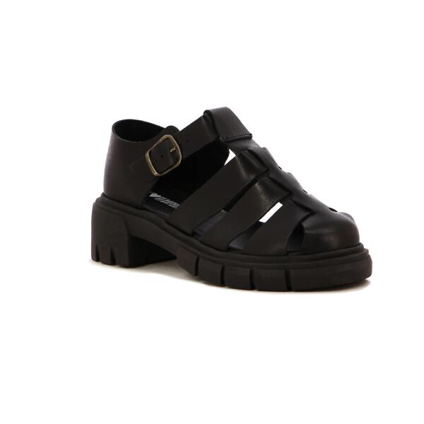 Euro Teens Sandalia Casual Tres Tiras C/talón Suela Tractor Negro